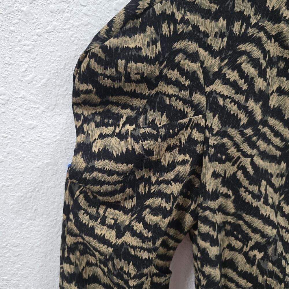 Bardot Animal Print Tracey Twist Black Puff Long Sleeves Mini Wrap Dress Size S - Picture 7 of 14